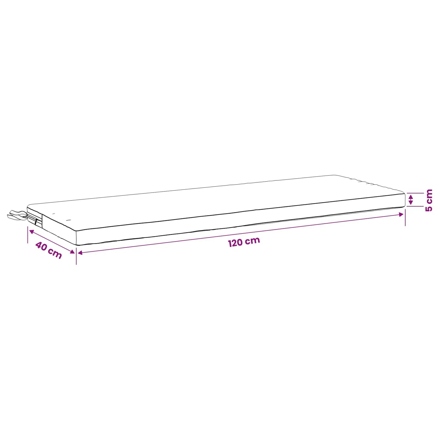 Bænkpude SOEST 100% polyester Sort 120 x 40 x 5 cm