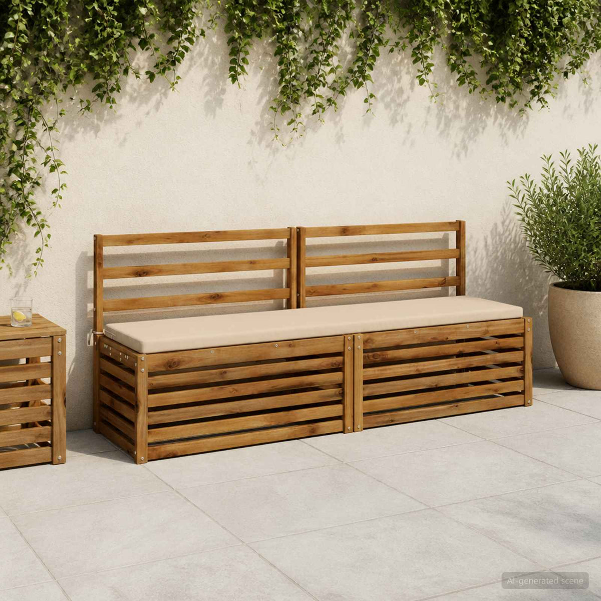 Bænkpude SOEST 100% polyester Cremefarvet 180 x 40 x 5 cm
