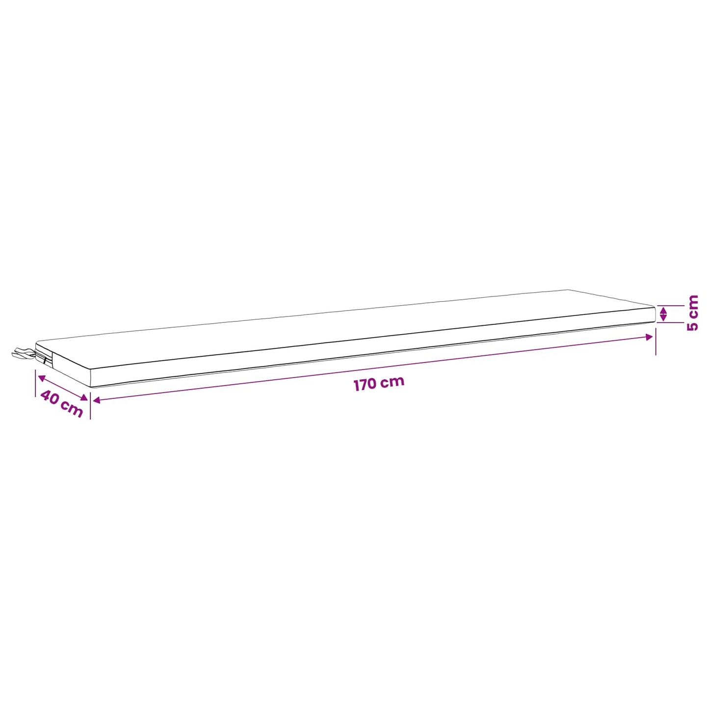 Bænkpude SOEST 100% polyester Antracit 170 x 40 x 5 cm