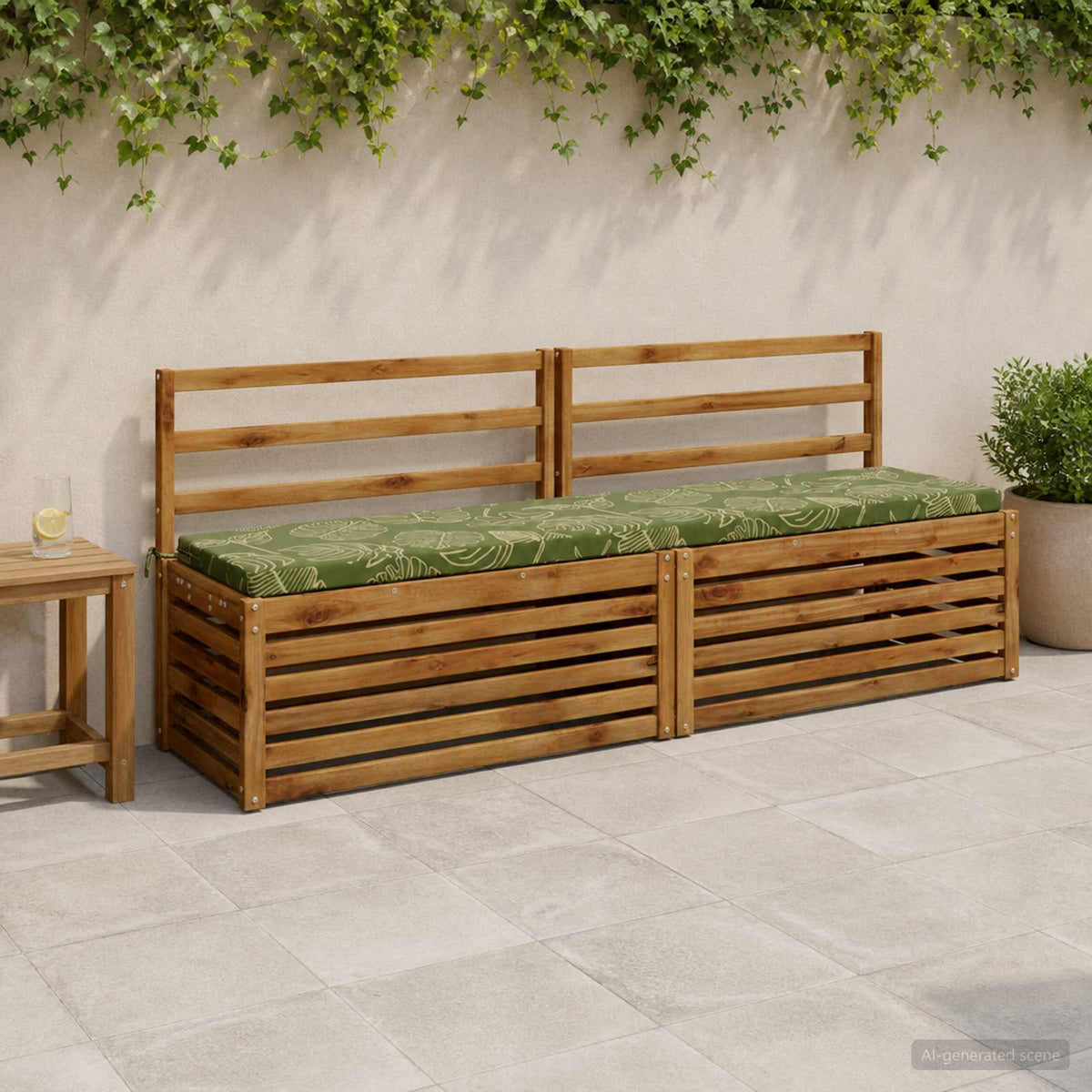 Bænkpude SOEST 100% polyester Bladdesign 200 x 40 x 5 cm