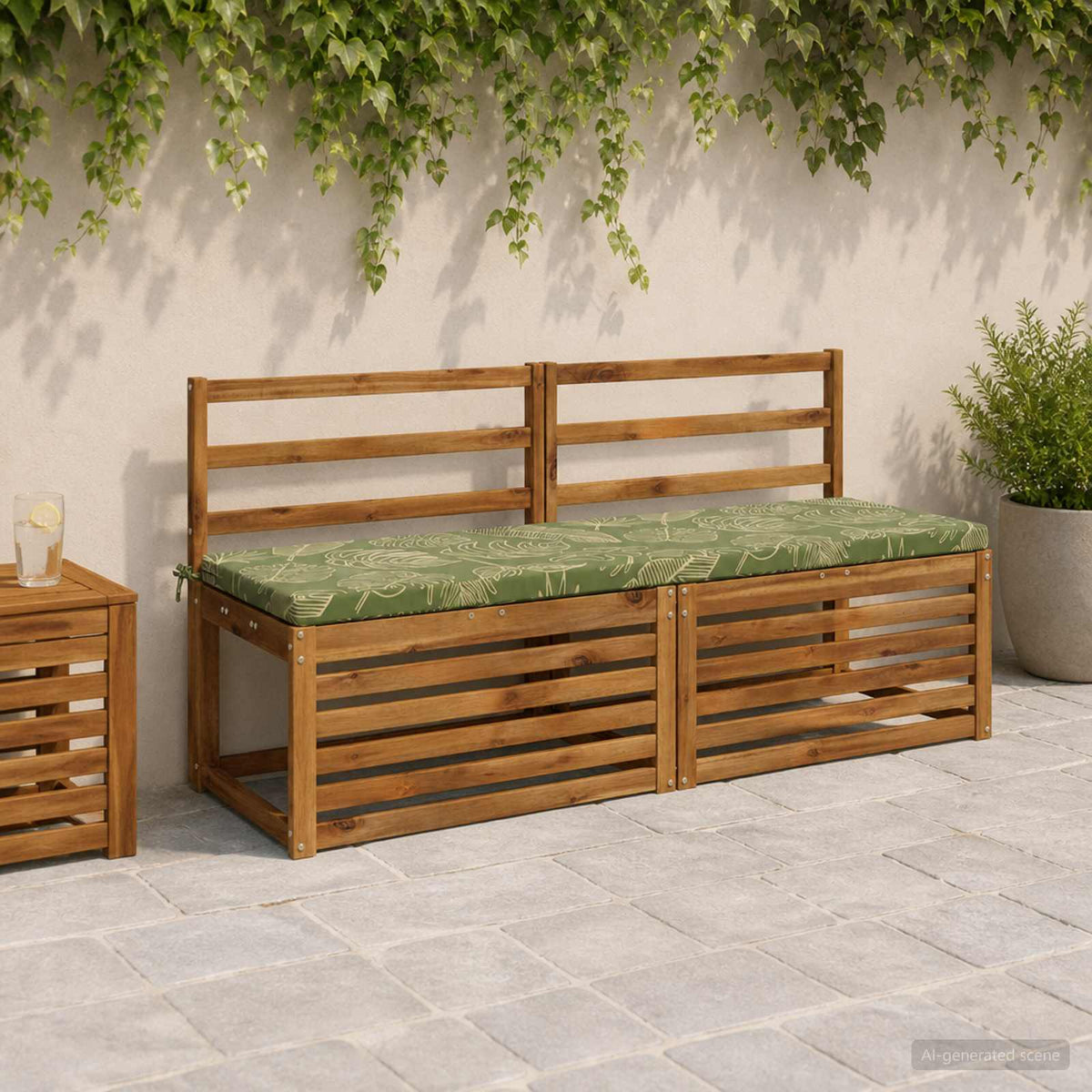 Bænkpude SOEST 100% polyester Bladdesign 140 x 50 x 5 cm