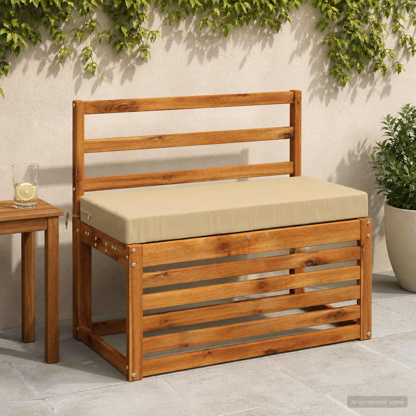 Bænkpude SOEST 100% polyester Beige 60 x 40 x 8 cm