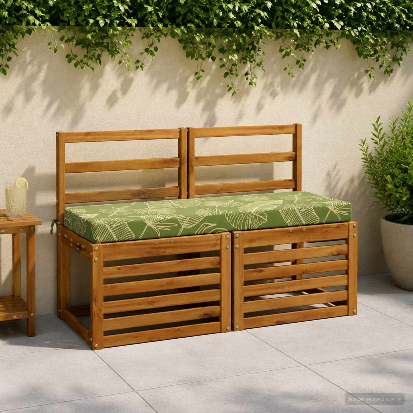 Bænkpude SOEST 100% polyester Bladdesign 120 x 40 x 8 cm