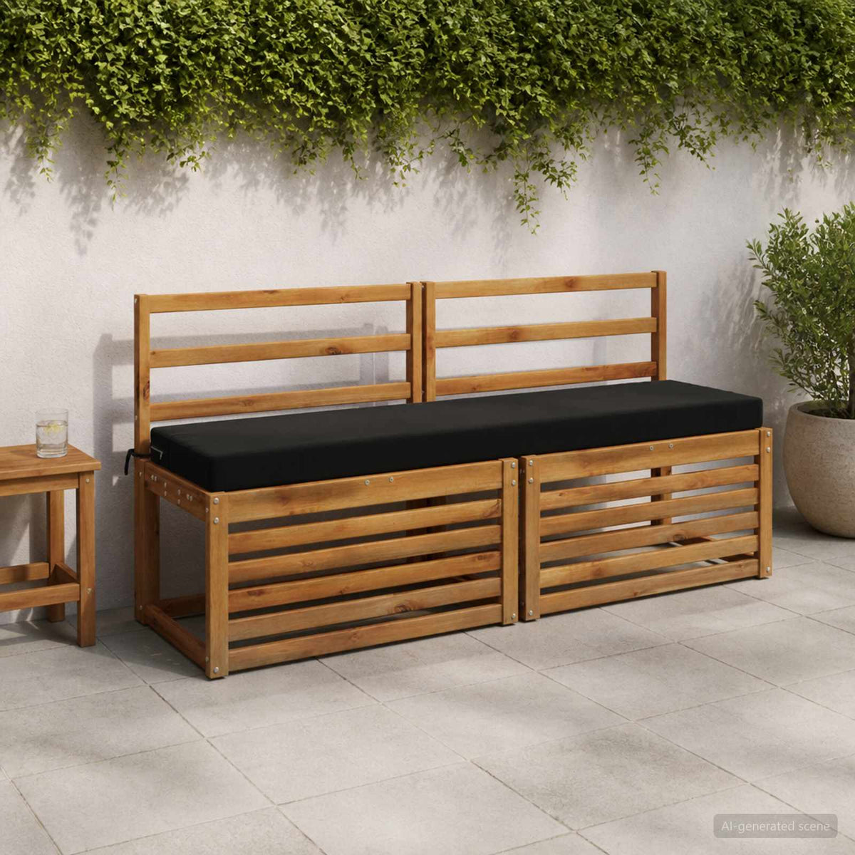 Bænkpude SOEST 100% polyester Sort 150 x 40 x 8 cm