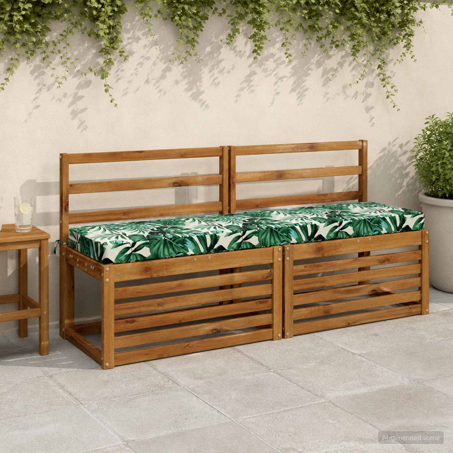 Bænkpude SOEST 100% polyester Bladmønster 150 x 40 x 8 cm