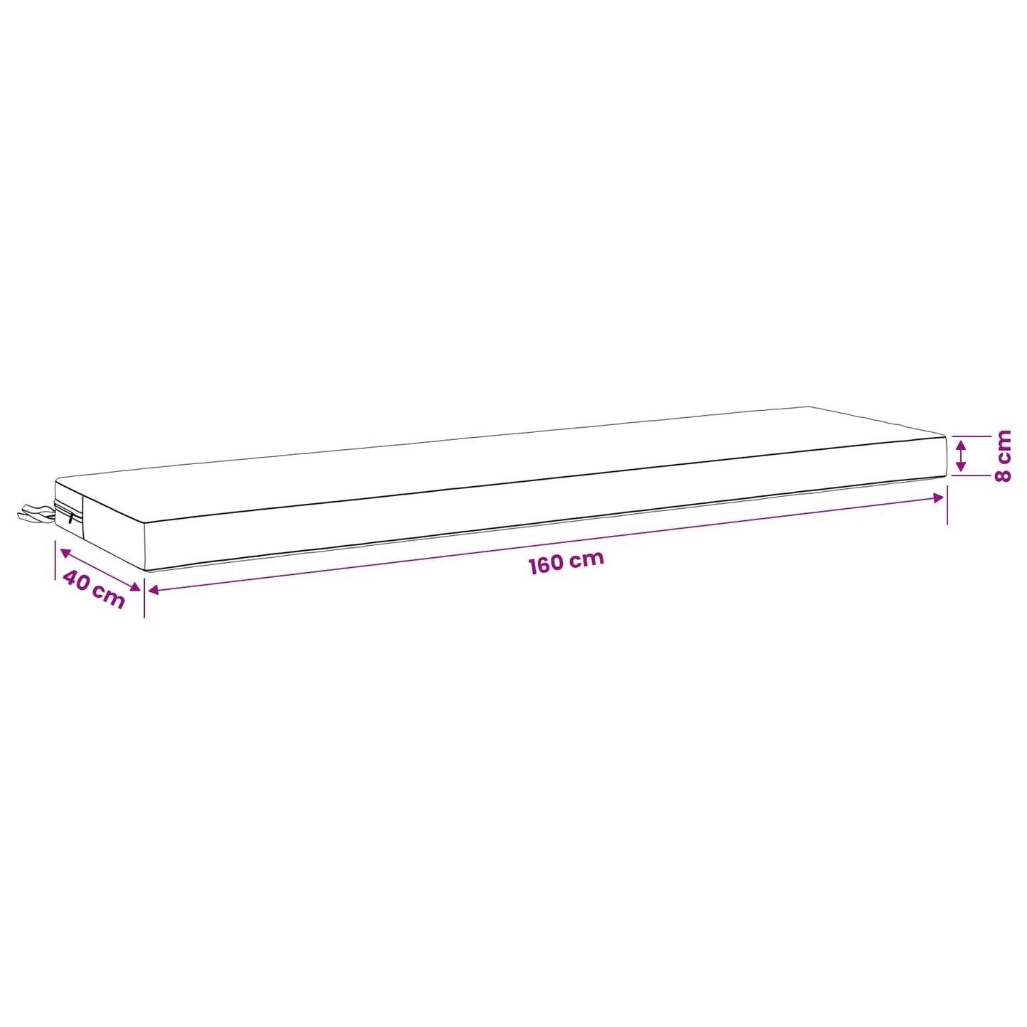 Bænkpude SOEST 100% polyester Rød 160 x 40 x 8 cm