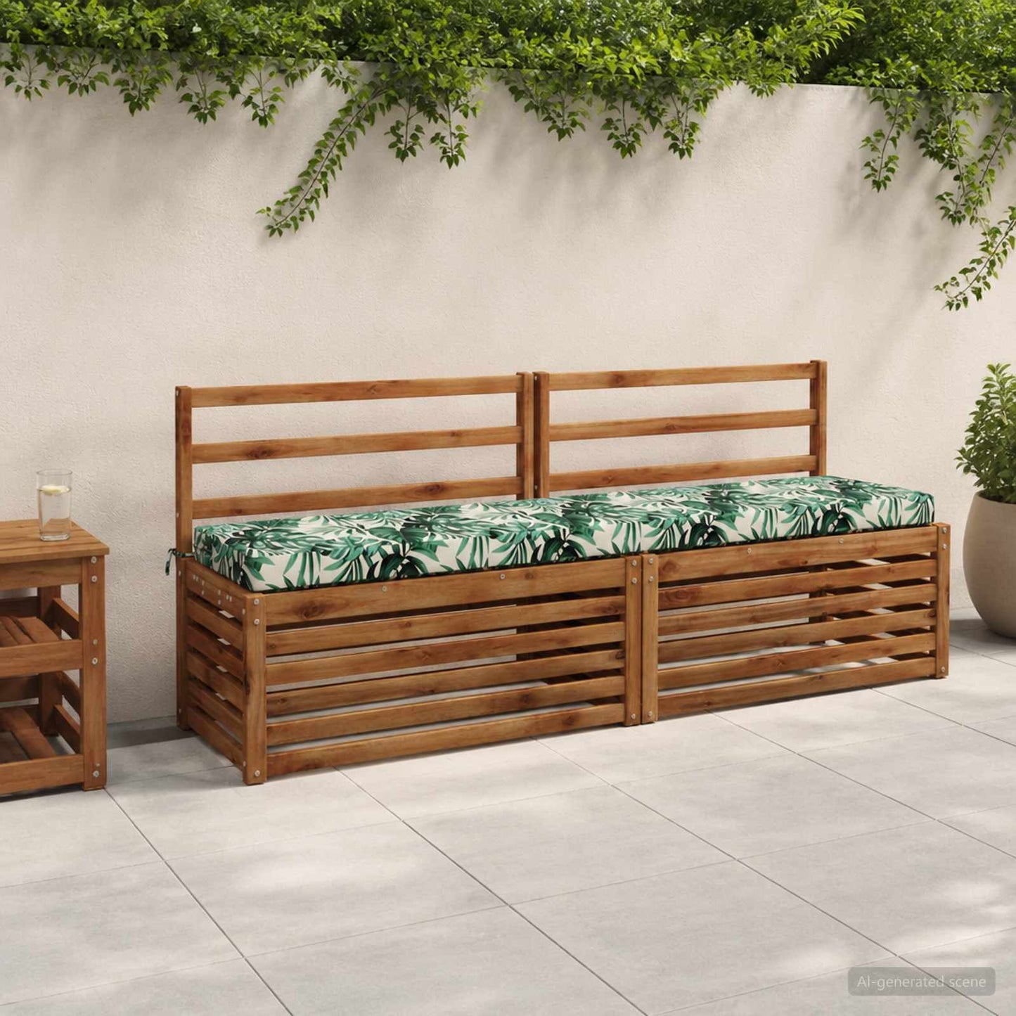 Bænkpude SOEST 100% polyester Bladmønster 180 x 40 x 8 cm