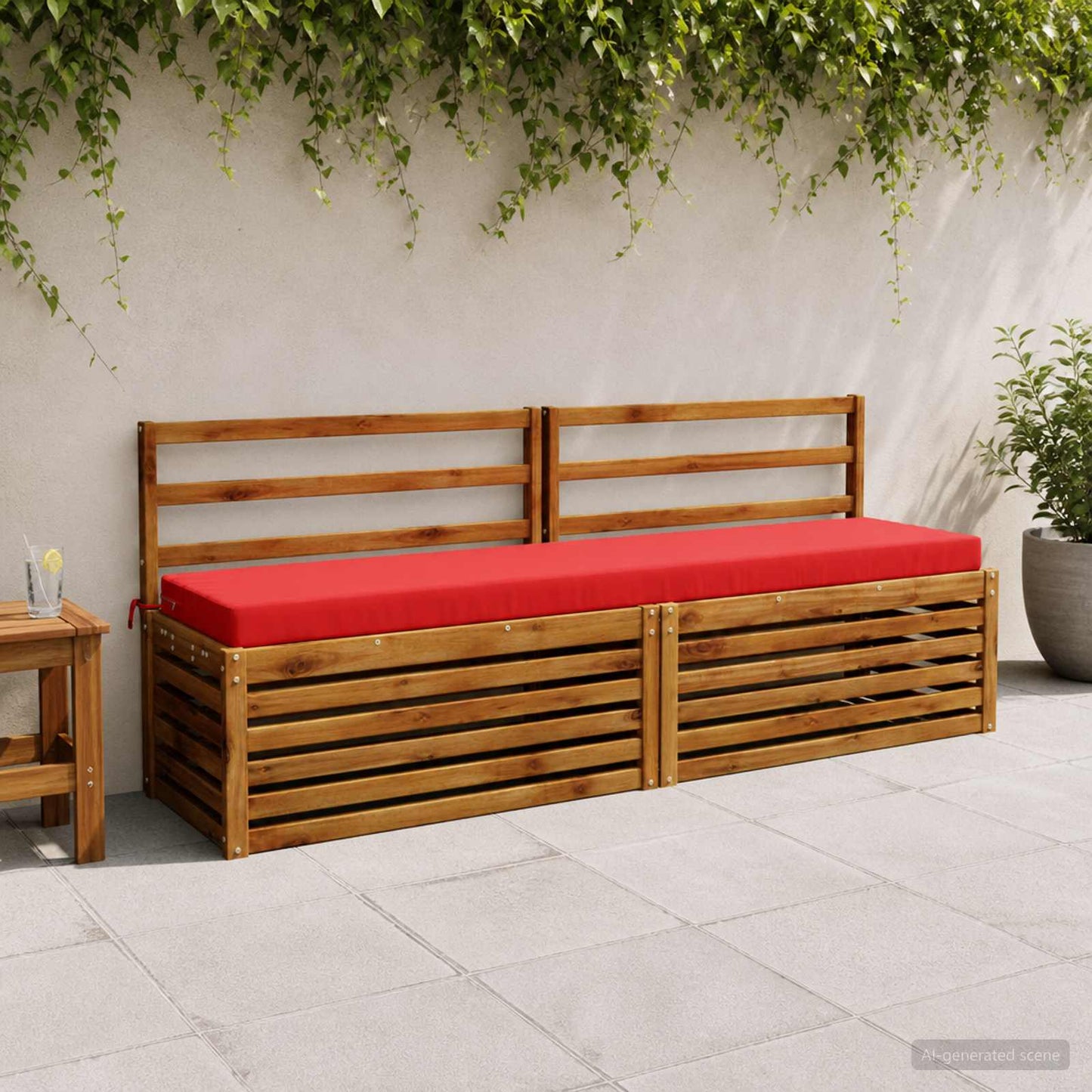 Bænkpude SOEST 100% polyester Rød 170 x 40 x 8 cm