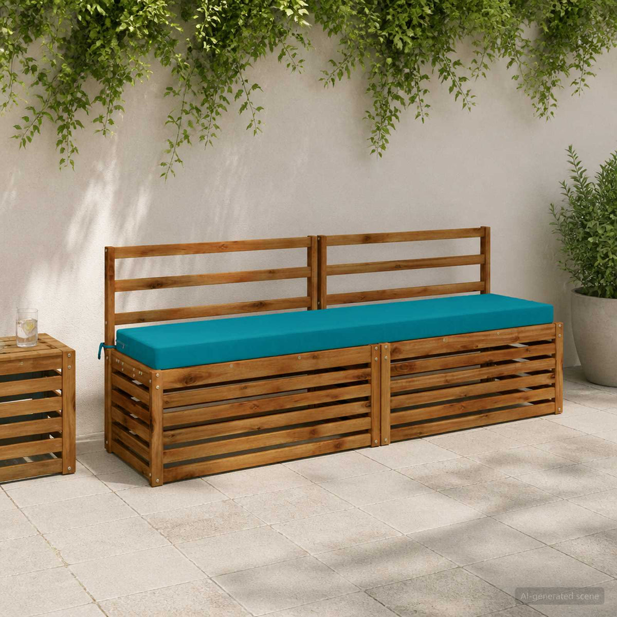 Bænkpude SOEST 100% polyester Turkis 170 x 40 x 8 cm
