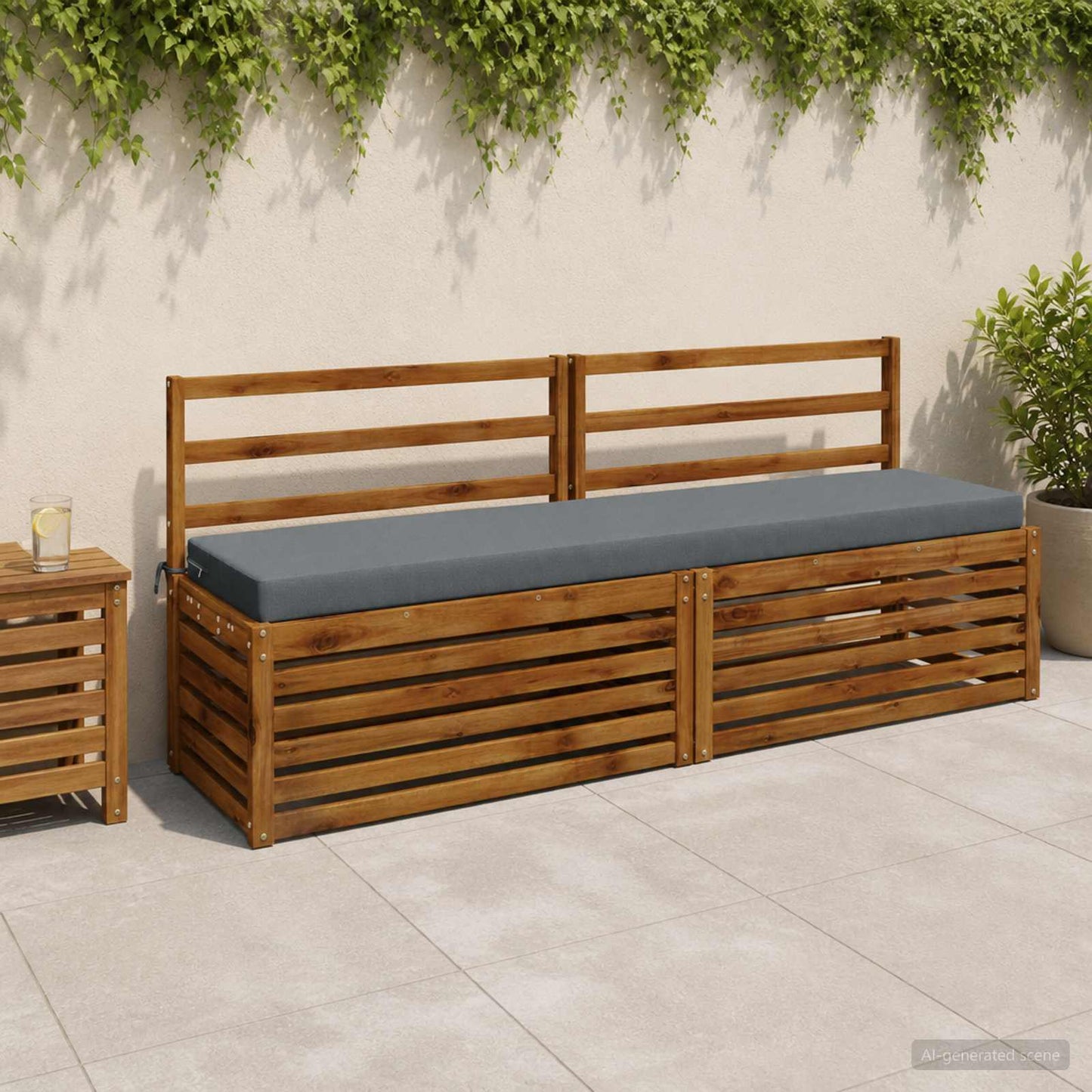 Bænkpude SOEST 100% polyester Blå 200 x 40 x 8 cm