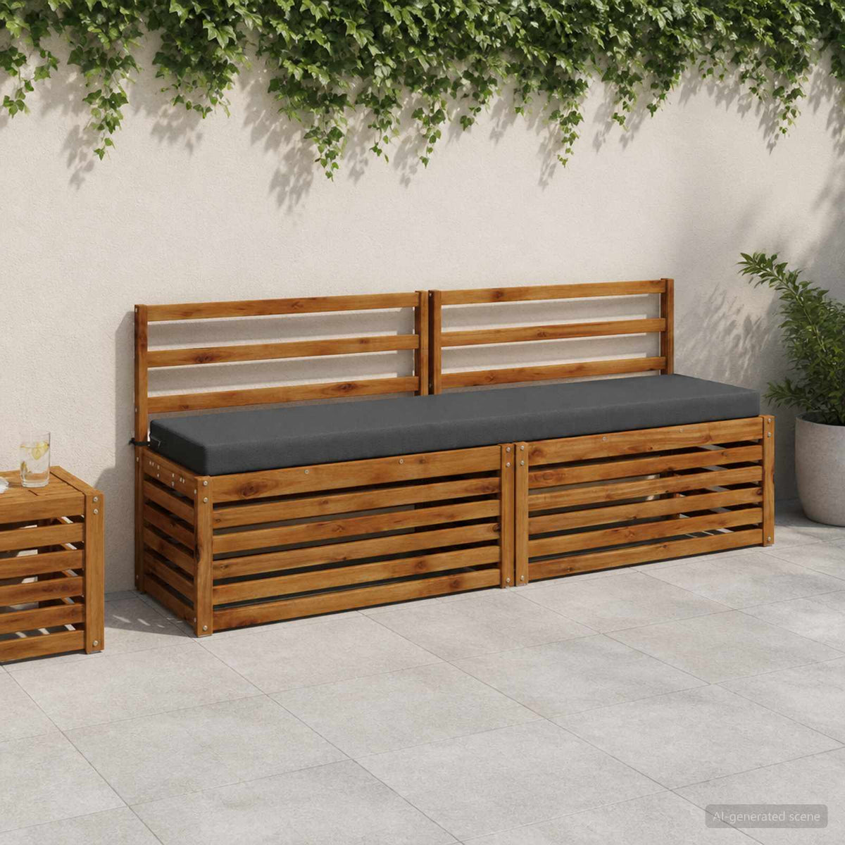 Bænkpude SOEST 100% polyester Antracit 200 x 40 x 8 cm