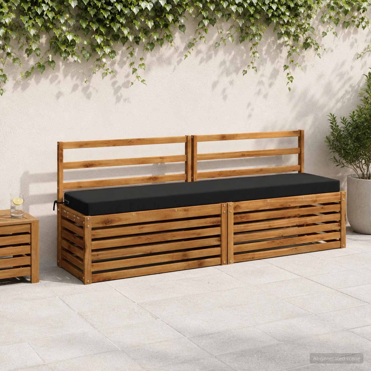 Bænkpude SOEST 100% polyester Sort 200 x 40 x 8 cm