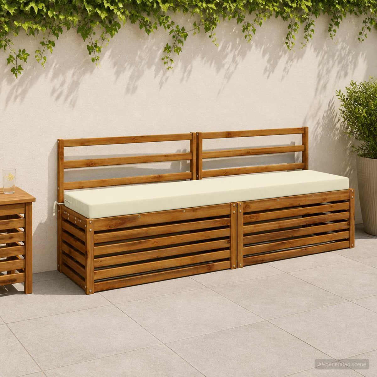 Bænkpude SOEST 100% polyester Cremefarvet 200 x 40 x 8 cm