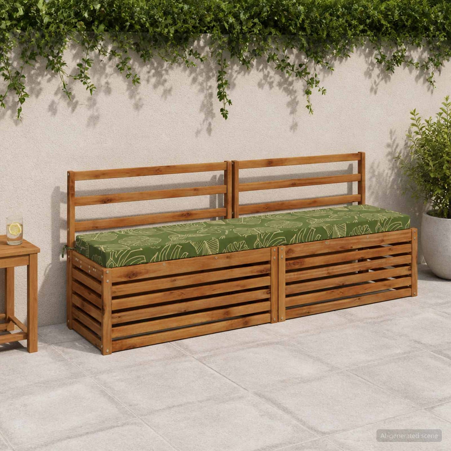 Bænkpude SOEST 100% polyester Bladdesign 200 x 40 x 8 cm
