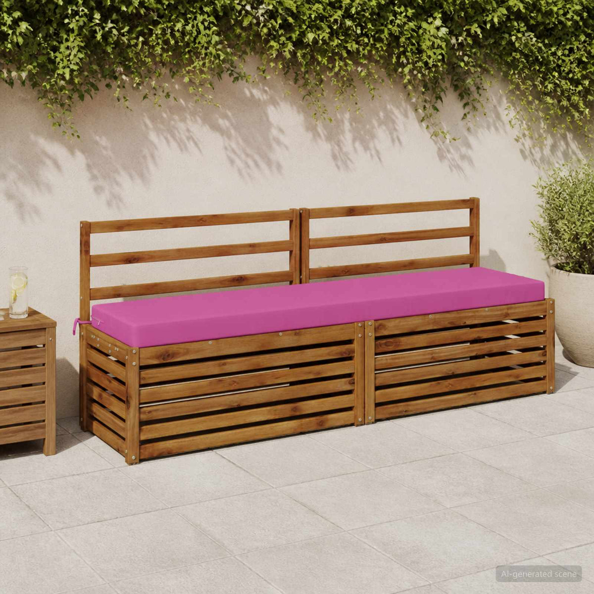 Bænkpude SOEST 100% polyester Lyserød 200 x 40 x 8 cm