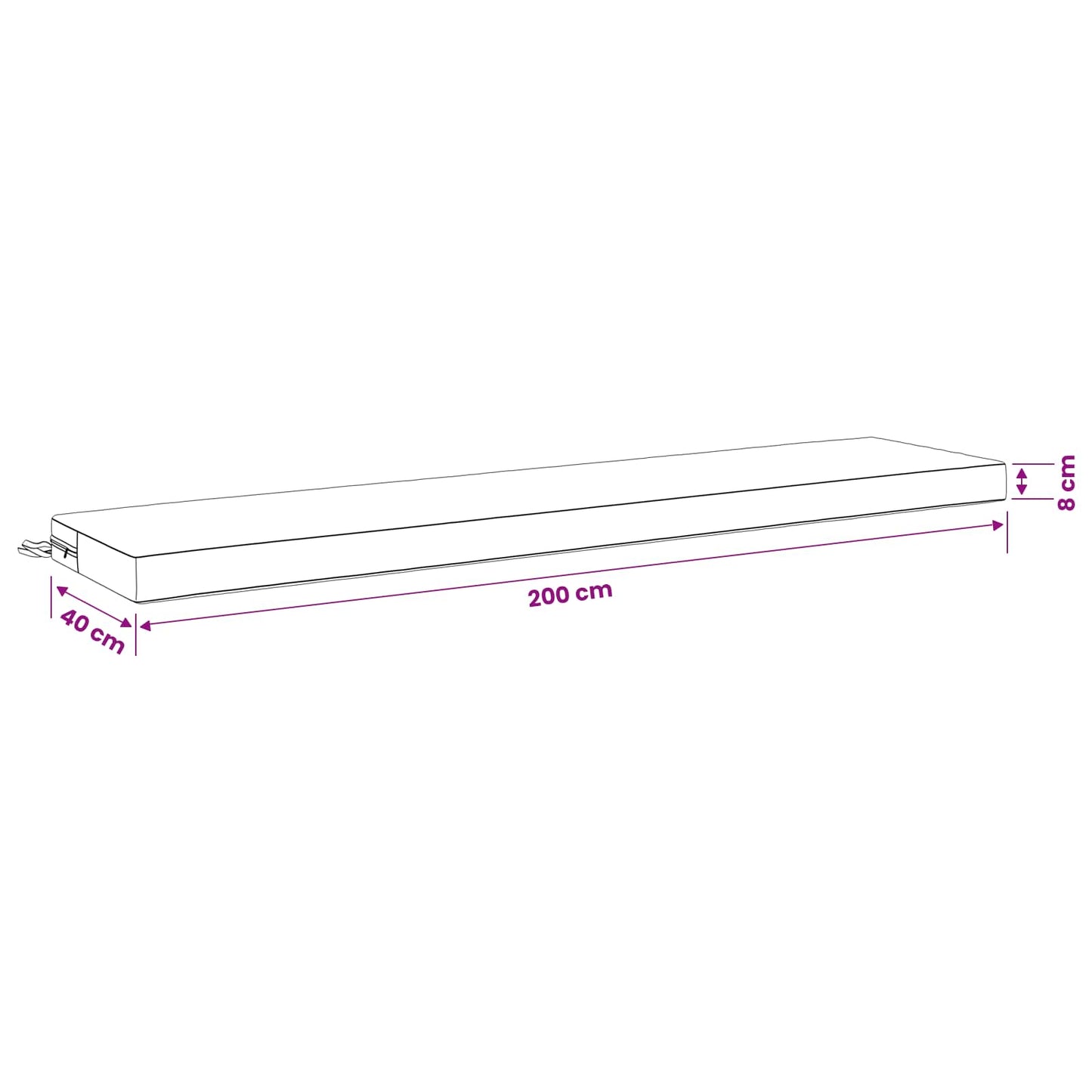Bænkpude SOEST 100% polyester Gråbrun 200 x 40 x 8 cm