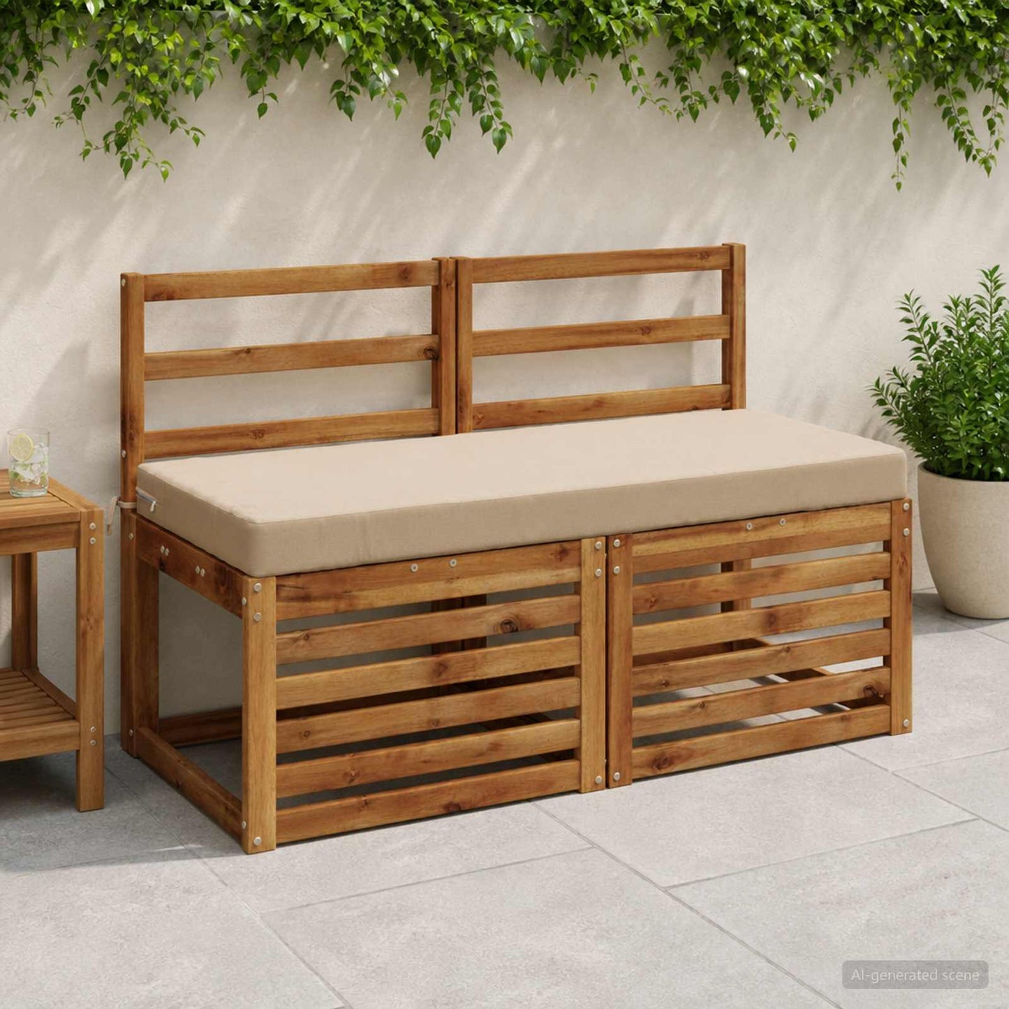 Bænkpude SOEST 100% polyester Sandfarvet 120 x 50 x 8 cm