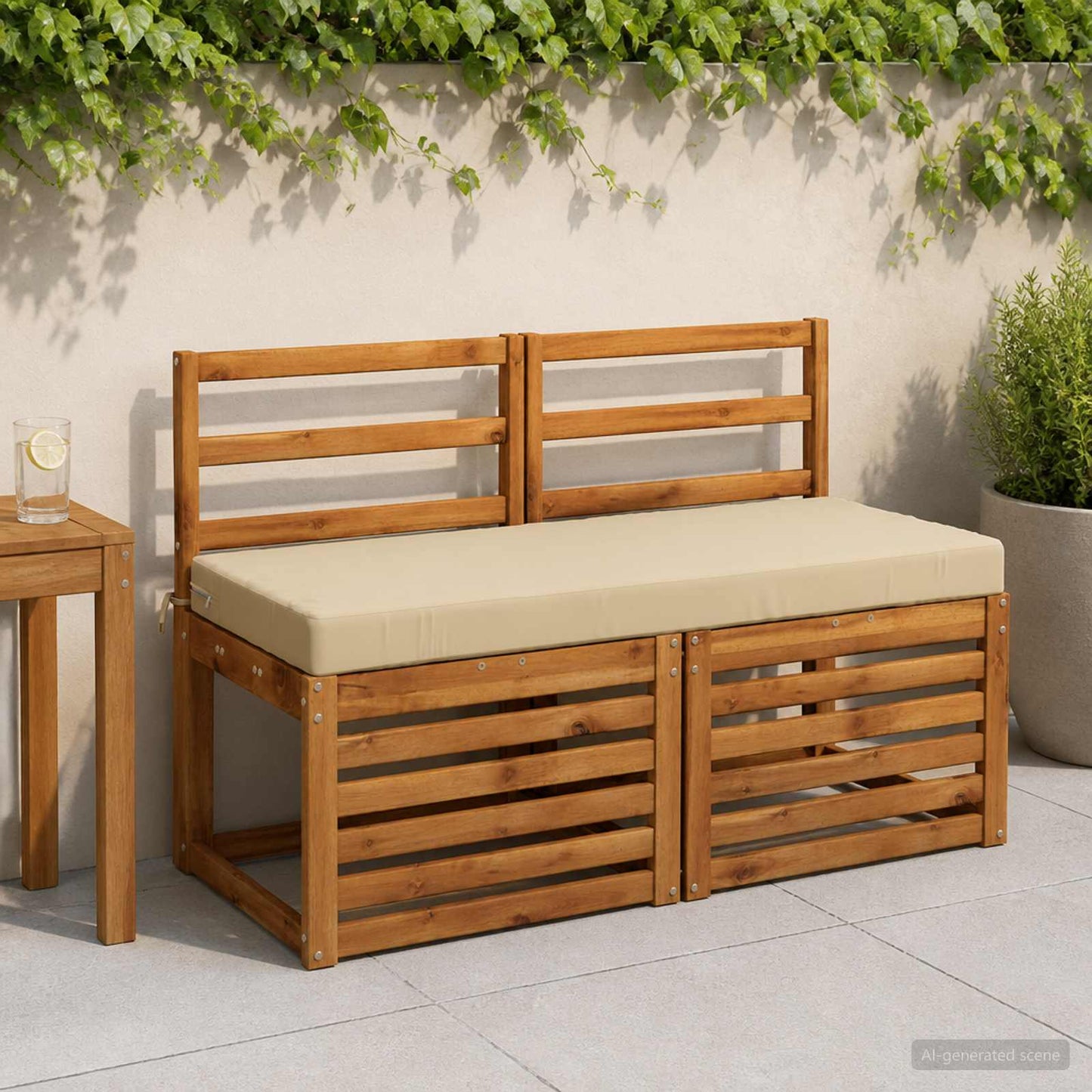 Bænkpude SOEST 100% polyester Beige 120 x 50 x 8 cm
