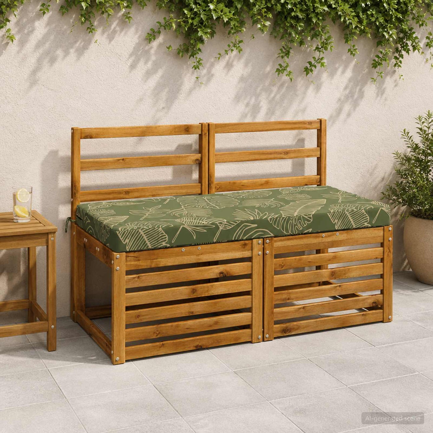 2-delt bænkepude SOEST 2 stk. 100% polyester Bladdesign