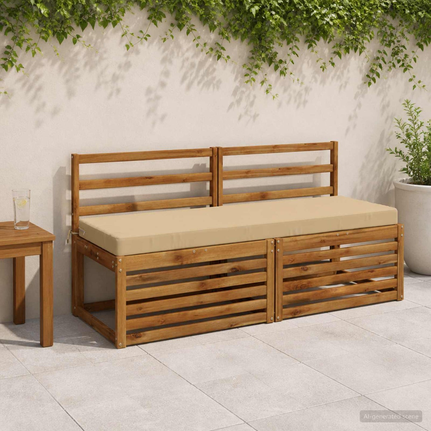 Bænkpude SOEST 100% polyester Beige 150 x 50 x 8 cm
