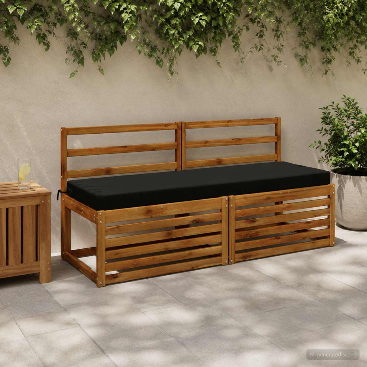 Bænkpude SOEST 100% polyester Sort 140 x 50 x 8 cm