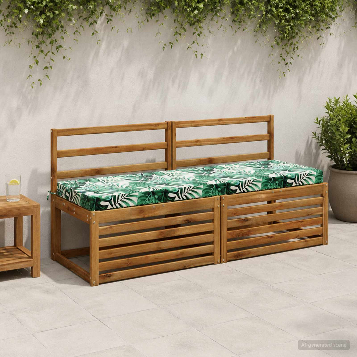 Bænkpude SOEST 100% polyester Bladmønster 150 x 50 x 8 cm