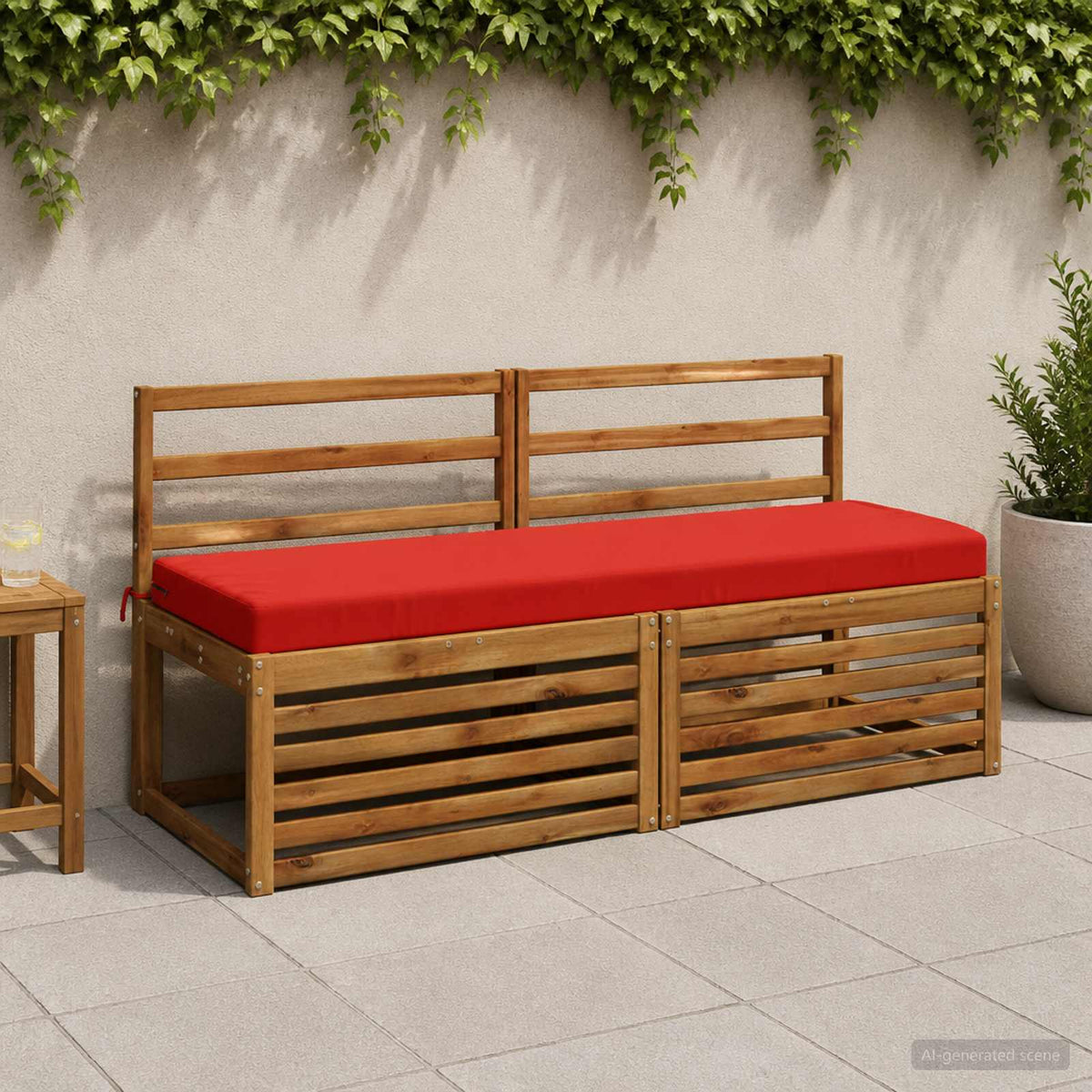 Bænkpude SOEST 100% polyester Rød 140 x 50 x 8 cm