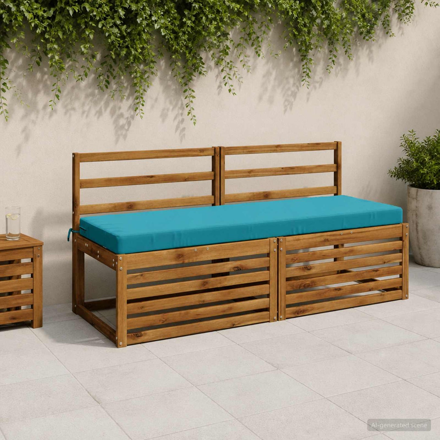 Bænkpude SOEST 100% polyester Turkis 140 x 50 x 8 cm