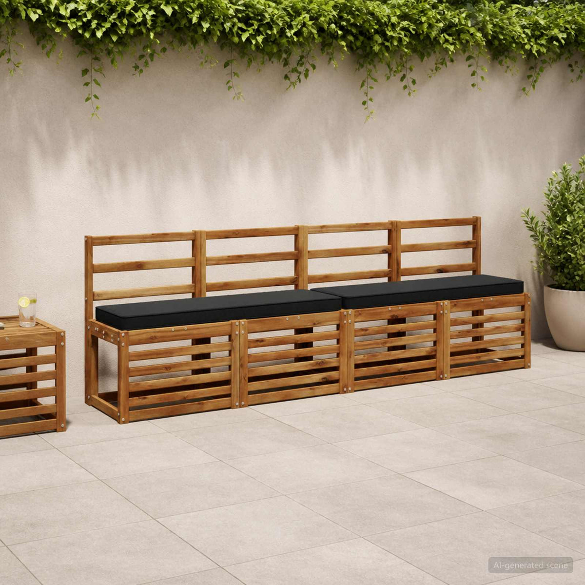 1-delt bænkepude VUGHT 100% polyester Sort 100 x 30 x 5 cm