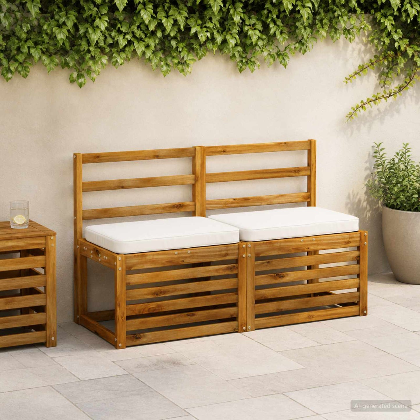 2-delt bænkepude VUGHT 2 pcs 100% polyester Hvid 60 x 40 x 5 cm