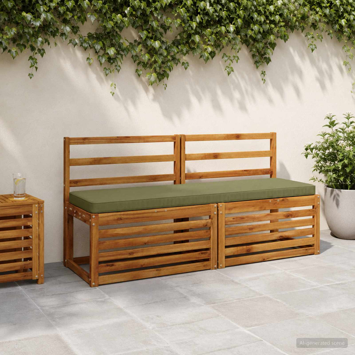 2-delt bænkepude VUGHT 2 stk. 100% polyester Olivengrøn