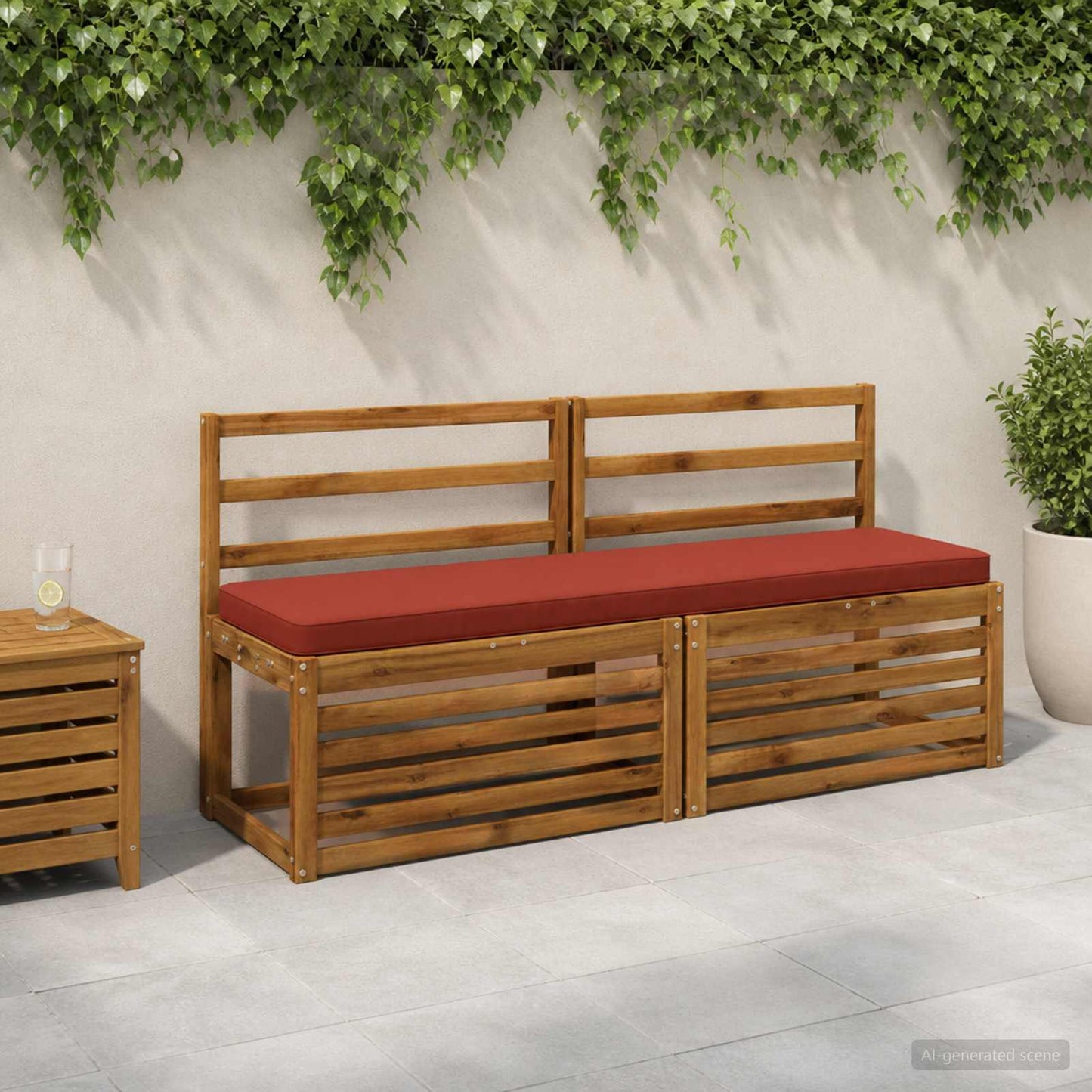 2-delt bænkepude VUGHT 2 stk. 100% polyester Rød