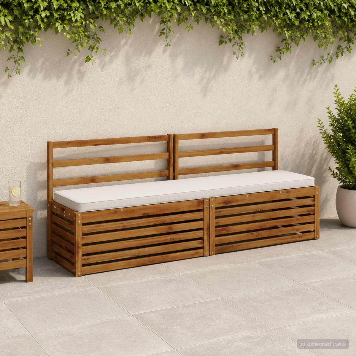1-delt bænkepude VUGHT 100% polyester Hvid 180 x 40 x 5 cm