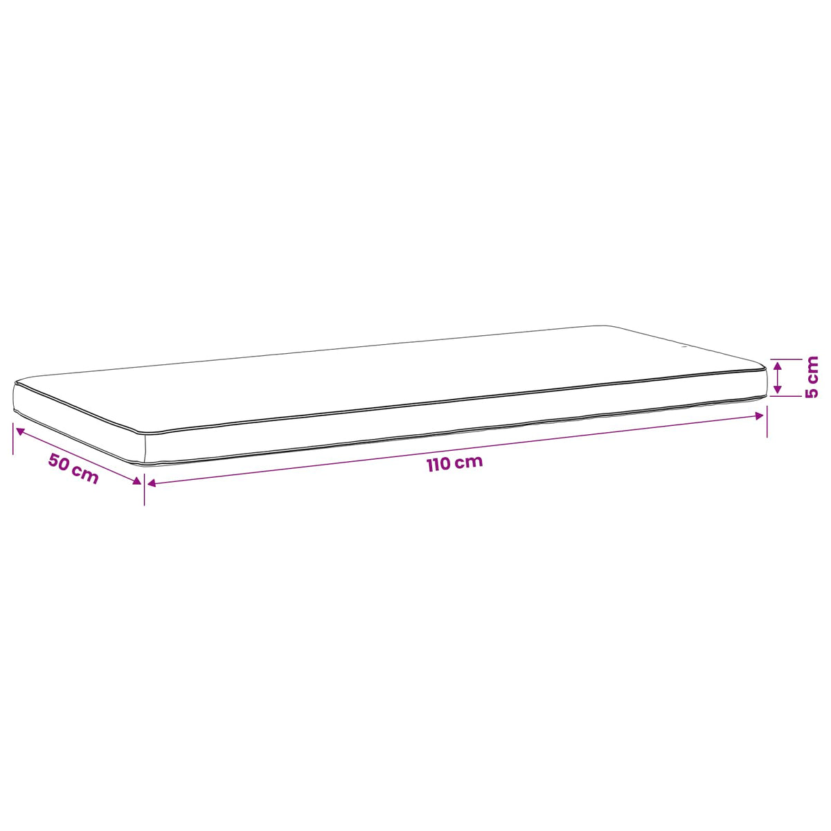 1-delt bænkepude VUGHT 100% polyester Hvid 110 x 50 x 5 cm