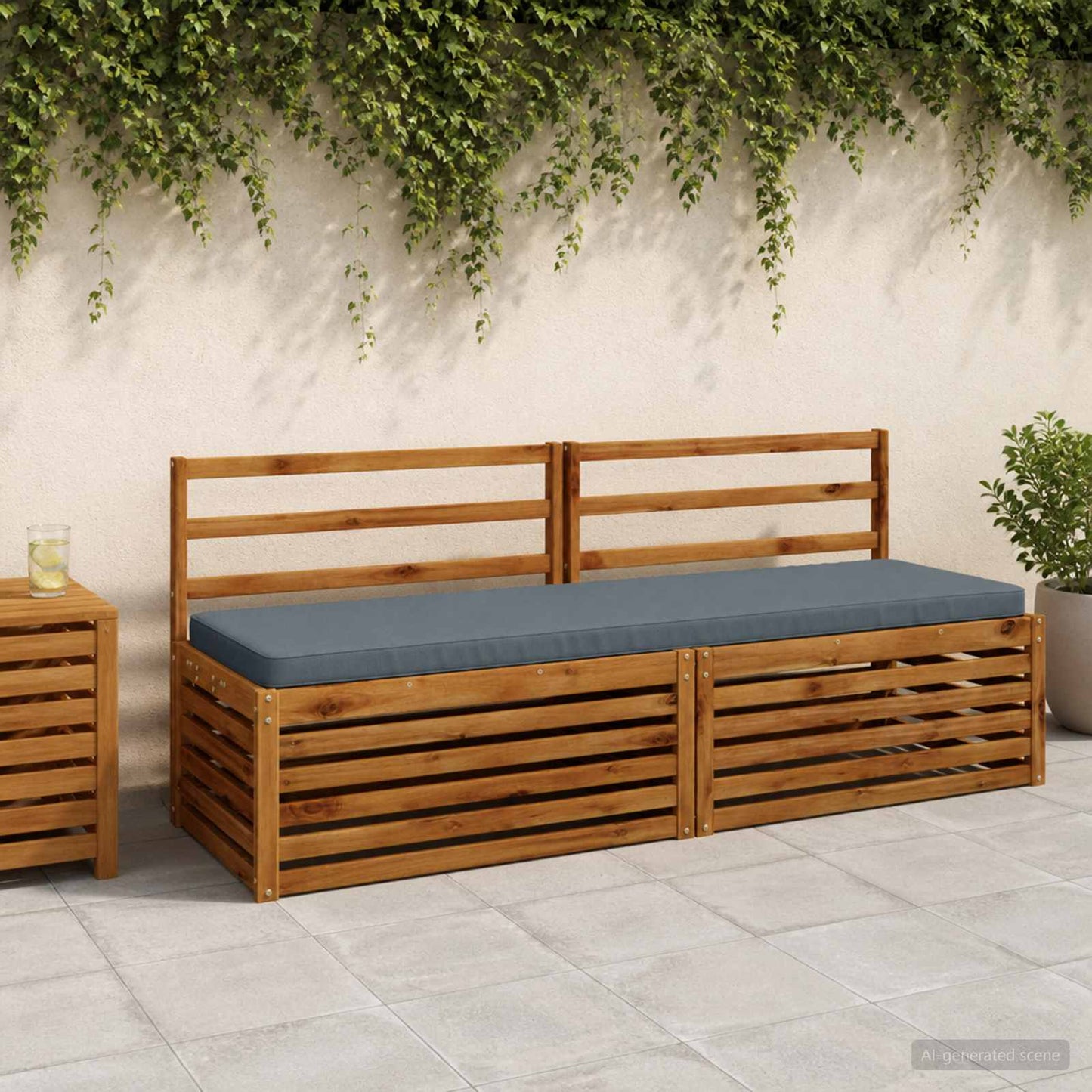 1-delt bænkepude VUGHT 100% polyester Blå 170 x 50 x 5 cm