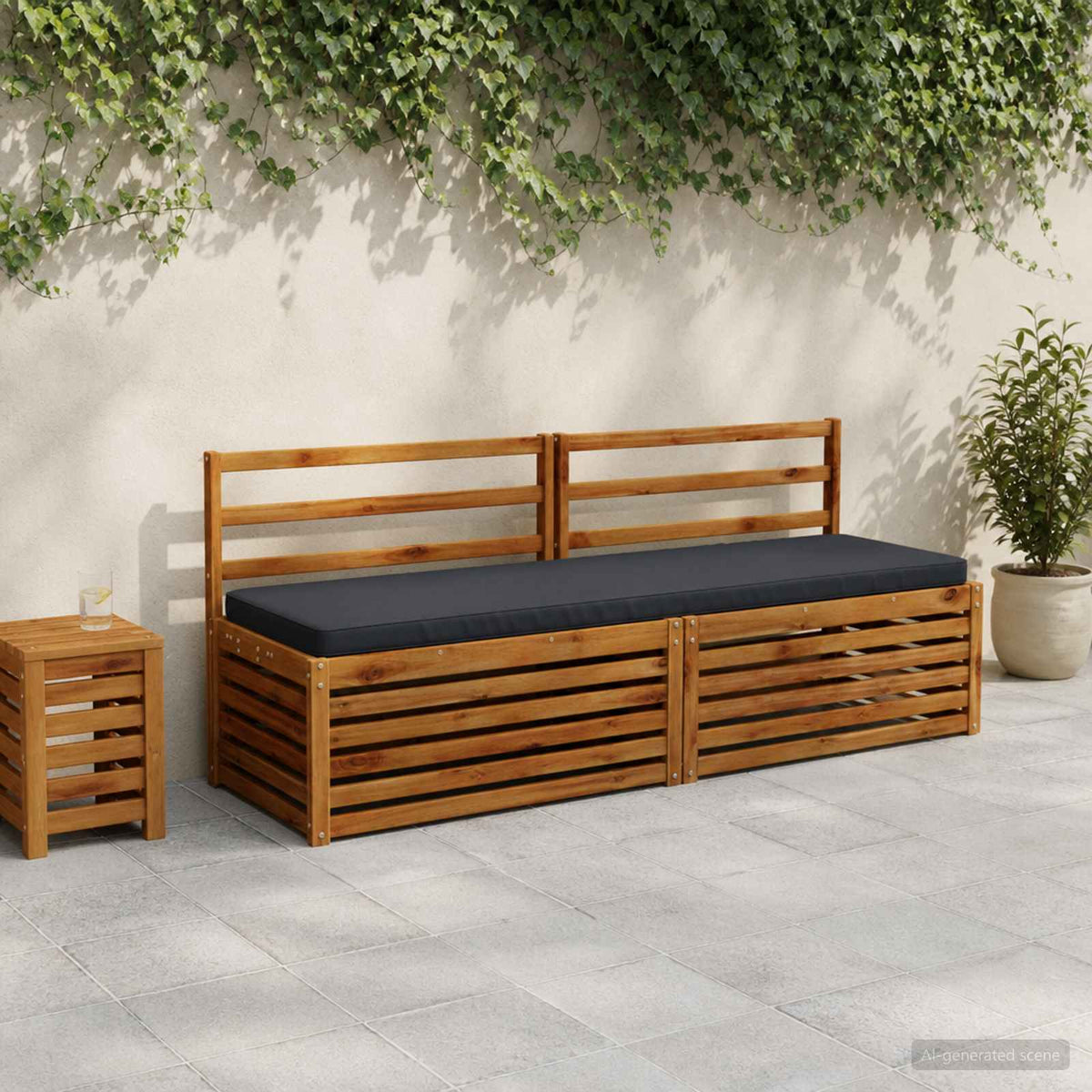 1-delt bænkepude VUGHT 100% polyester Mørk blå 170 x 50 x 5 cm