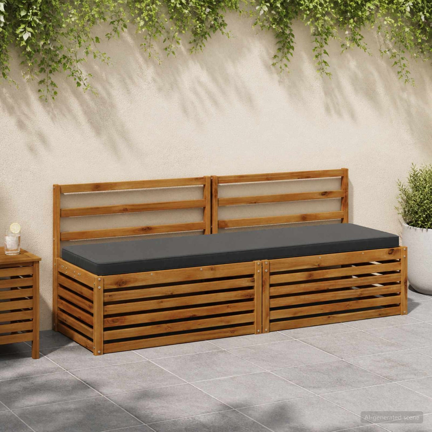 1-delt bænkepude VUGHT 100% polyester Antracit 170 x 50 x 5 cm