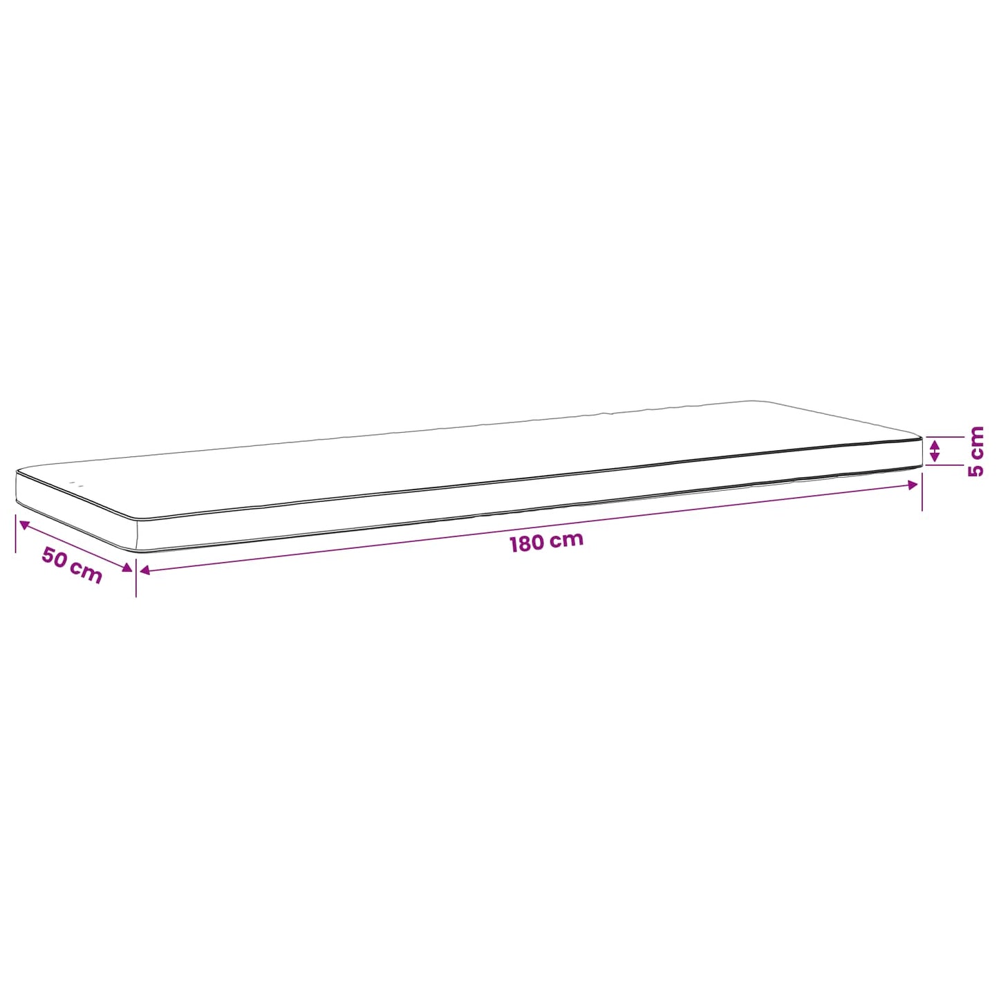 1-delt bænkepude VUGHT 100% polyester Antracit 180 x 50 x 5 cm