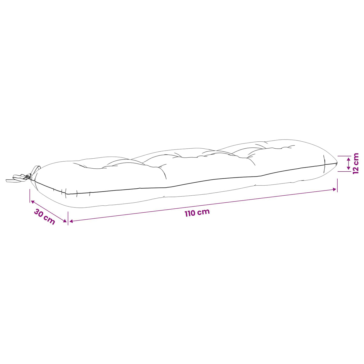 Bænkpude VIANEN 100% polyester Antracit 110 x 30 x 12 cm