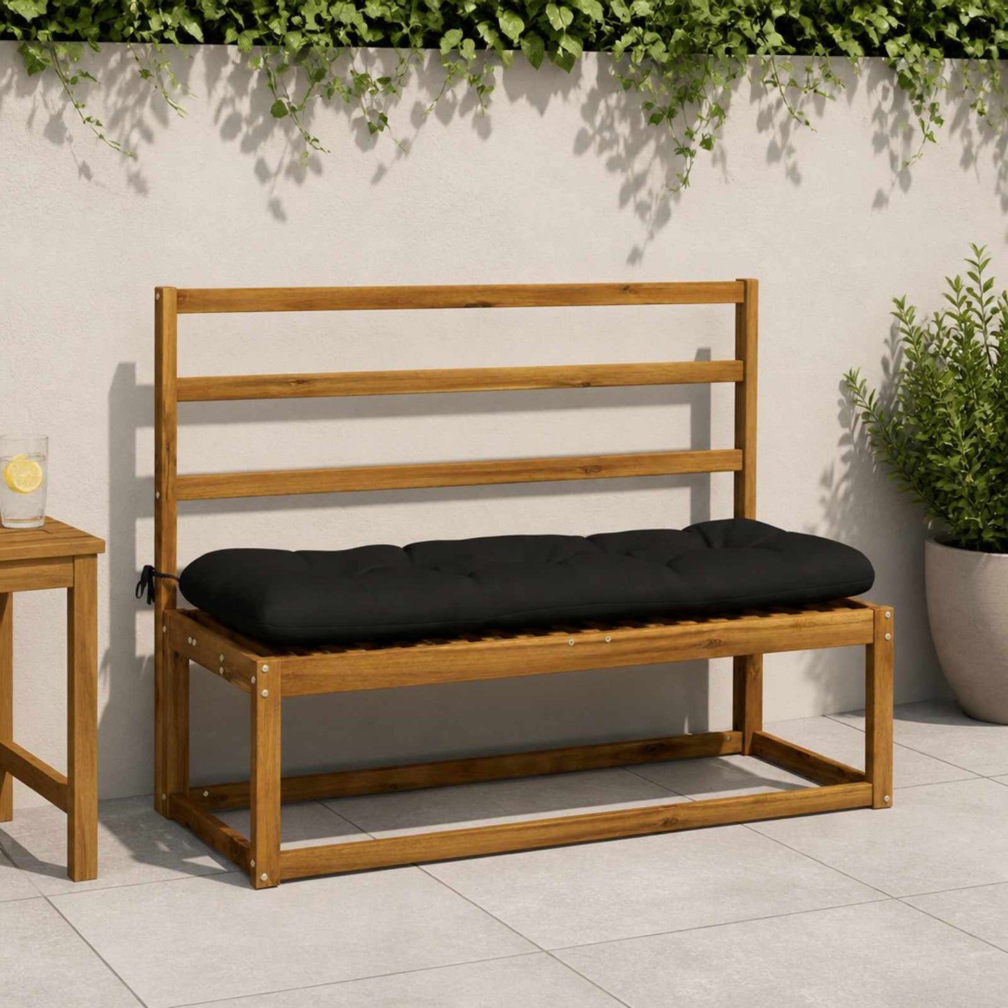 2-delt bænkepude VIANEN 100% polyester Sort 110 x 40 x 12 cm