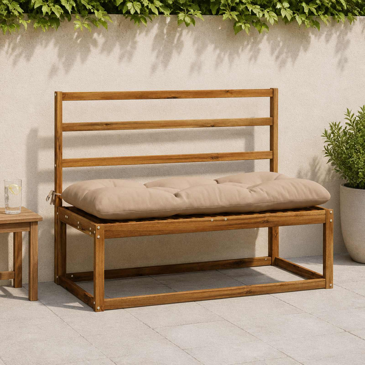 Bænkpude VIANEN 100% polyester Sandfarvet 110 x 50 x 12 cm