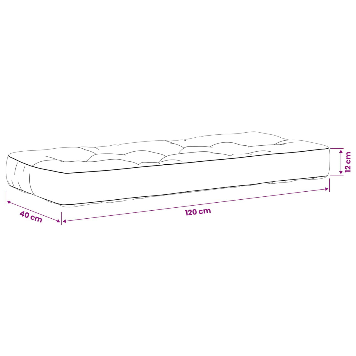 Palle sæde pude VIANEN 100% polyester Hvid 120 x 40 x 12 cm