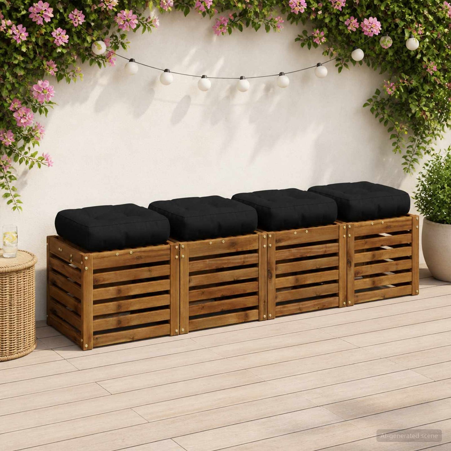 4-Stykke Sædepuder VIANEN 4 pcs 100% polyester Sort