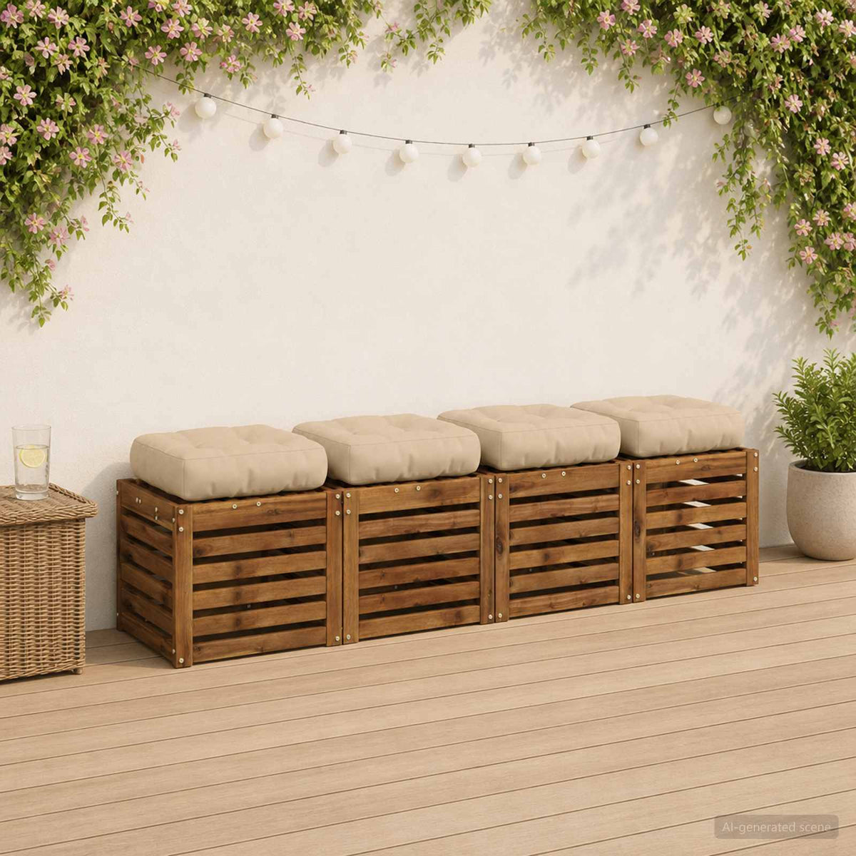 4-Stykke Sædepuder VIANEN 4 pcs 100% polyester Cremefarvet