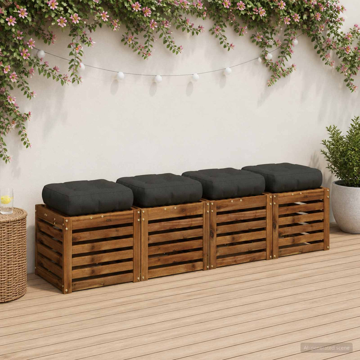 4-Stykke Sædepuder VIANEN 4 pcs 100% polyester Antracit
