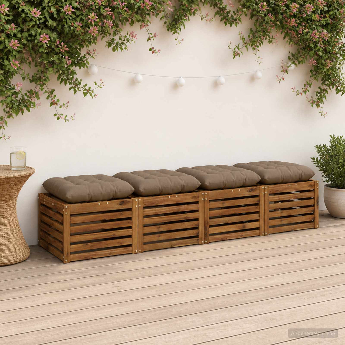 Sædepuder VIANEN 4 stk. 100% polyester Gråbrun 60 x 60 x 12 cm