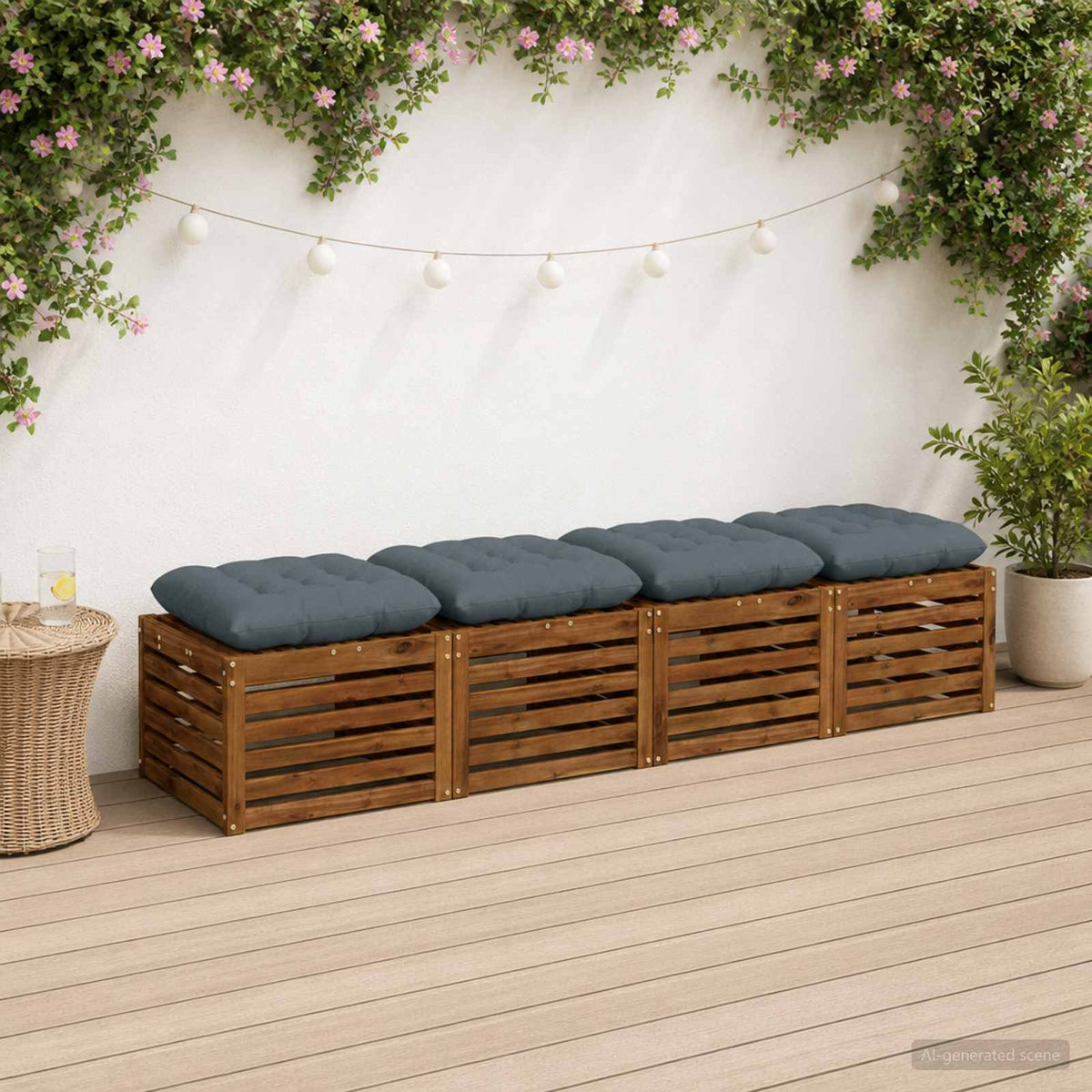 Sædepuder VIANEN 4 stk. 100% polyester Blå 40 x 40 x 12 cm