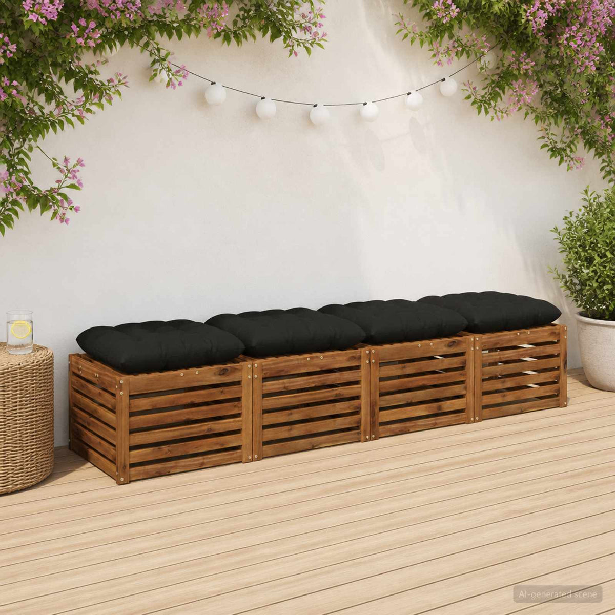 Sædepuder VIANEN 4 stk. 100% polyester Sort 50 x 50 x 12 cm