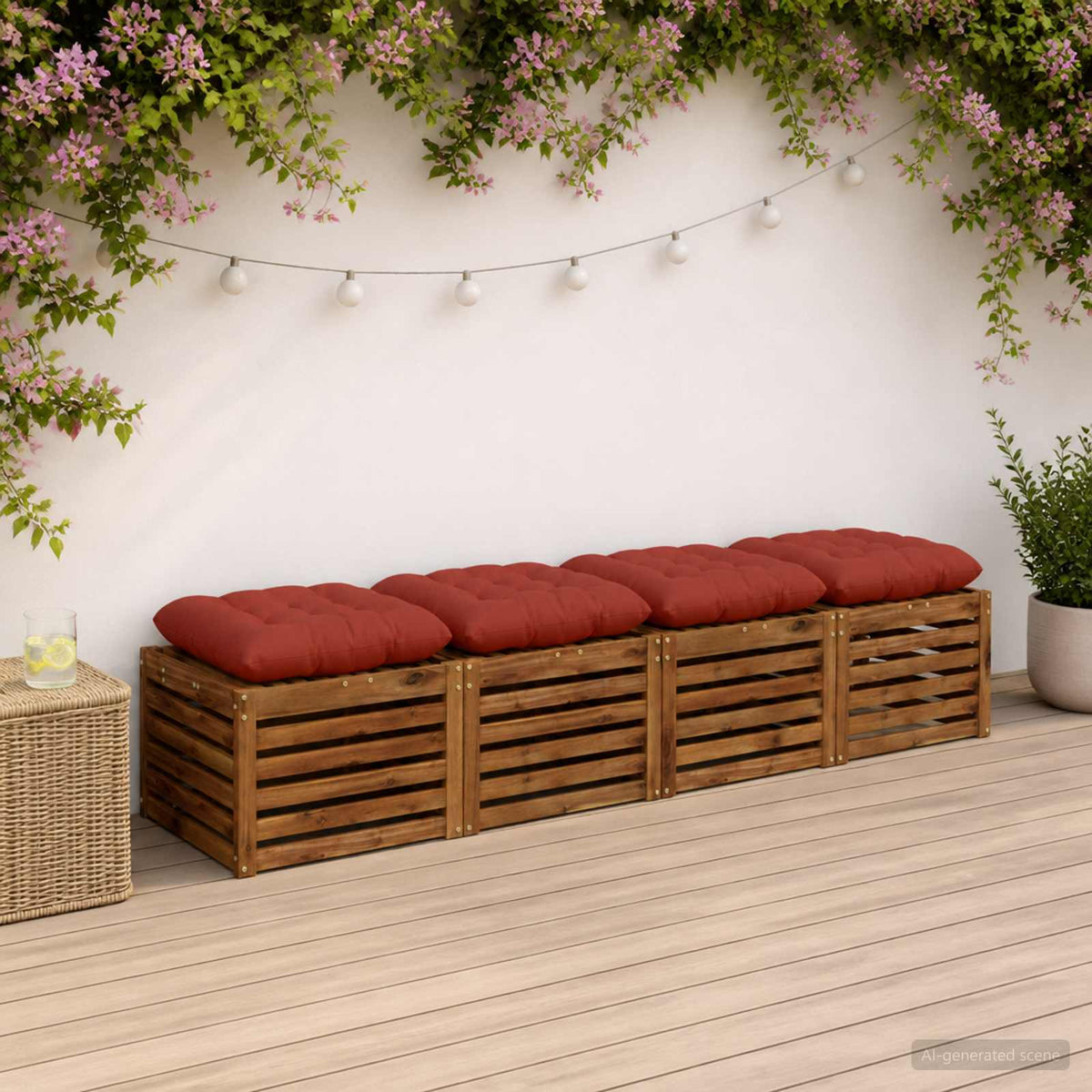 Sædepuder VIANEN 4 stk. 100% polyester Rød 50 x 50 x 12 cm
