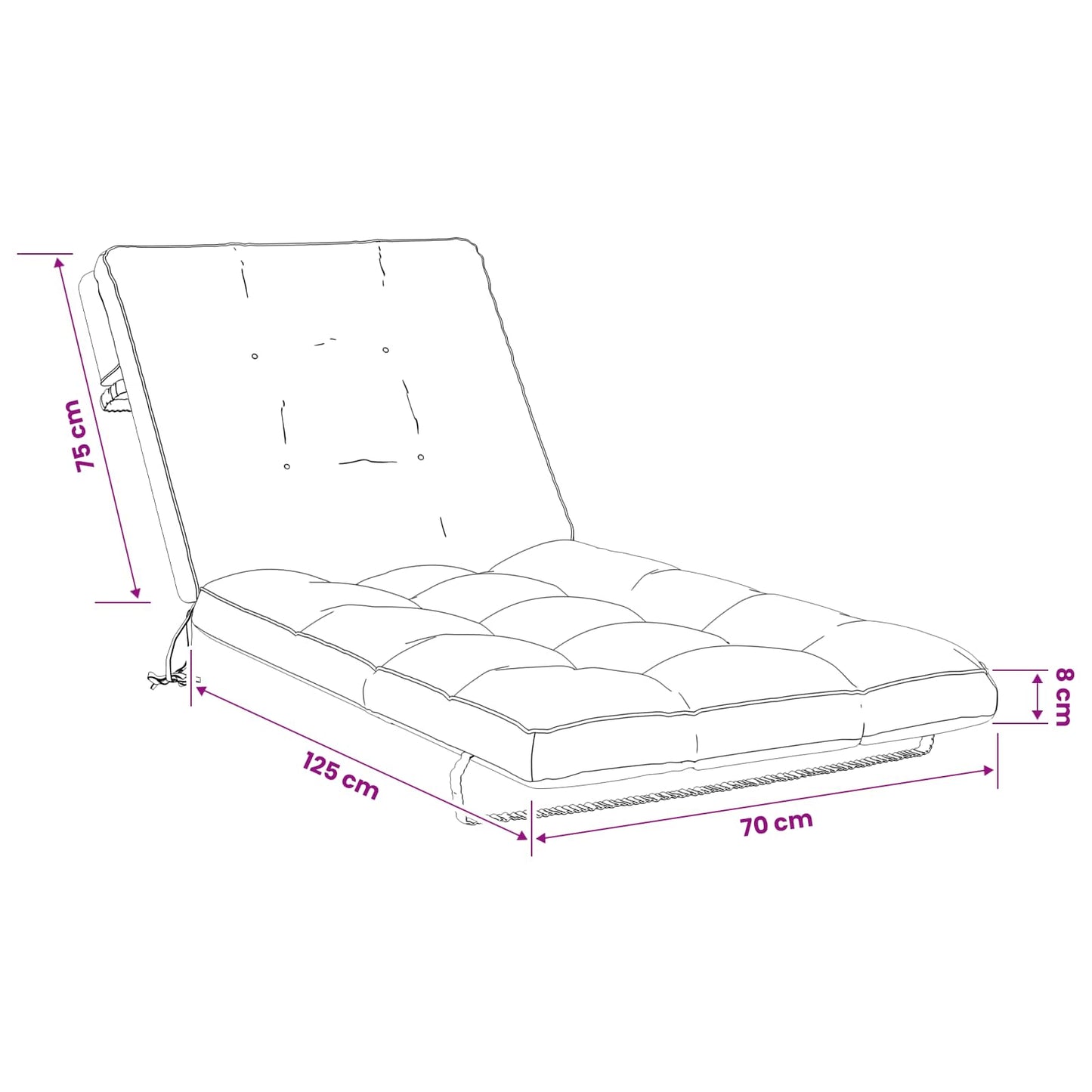 Solseng Pude VIANEN 100% polyester Cremefarvet 200 x 70 x 8 cm